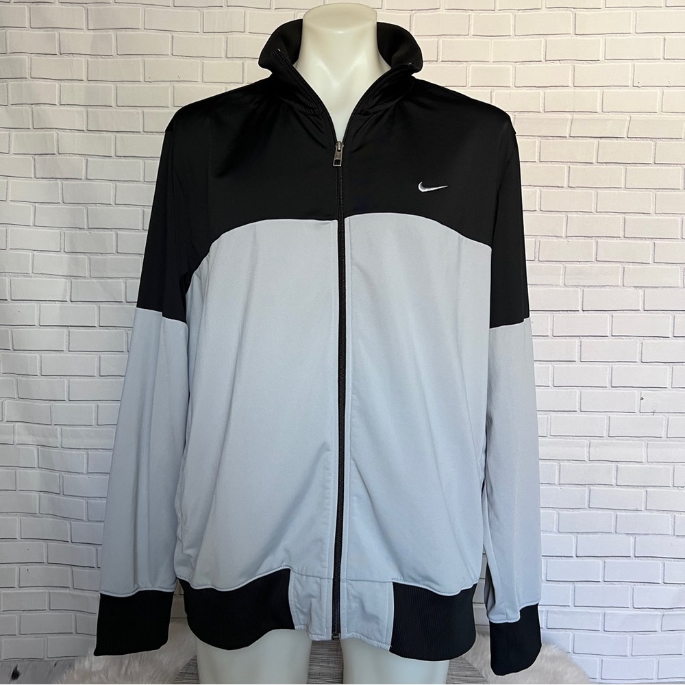 Nike Jacket Mens 2XL Gray Black The Athletic Dept Full Zip Mock Neck Long Sleeve